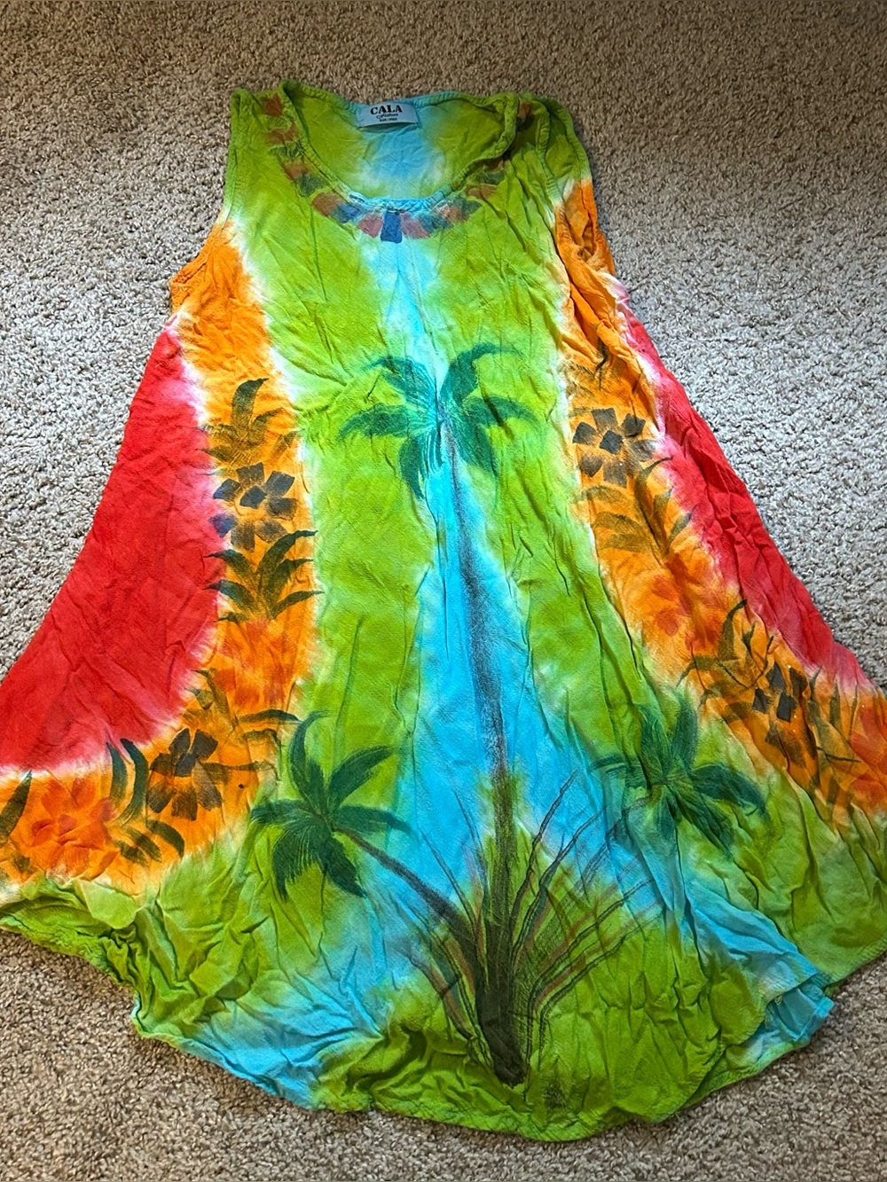 Tropical Tie Dye Pullover Dress